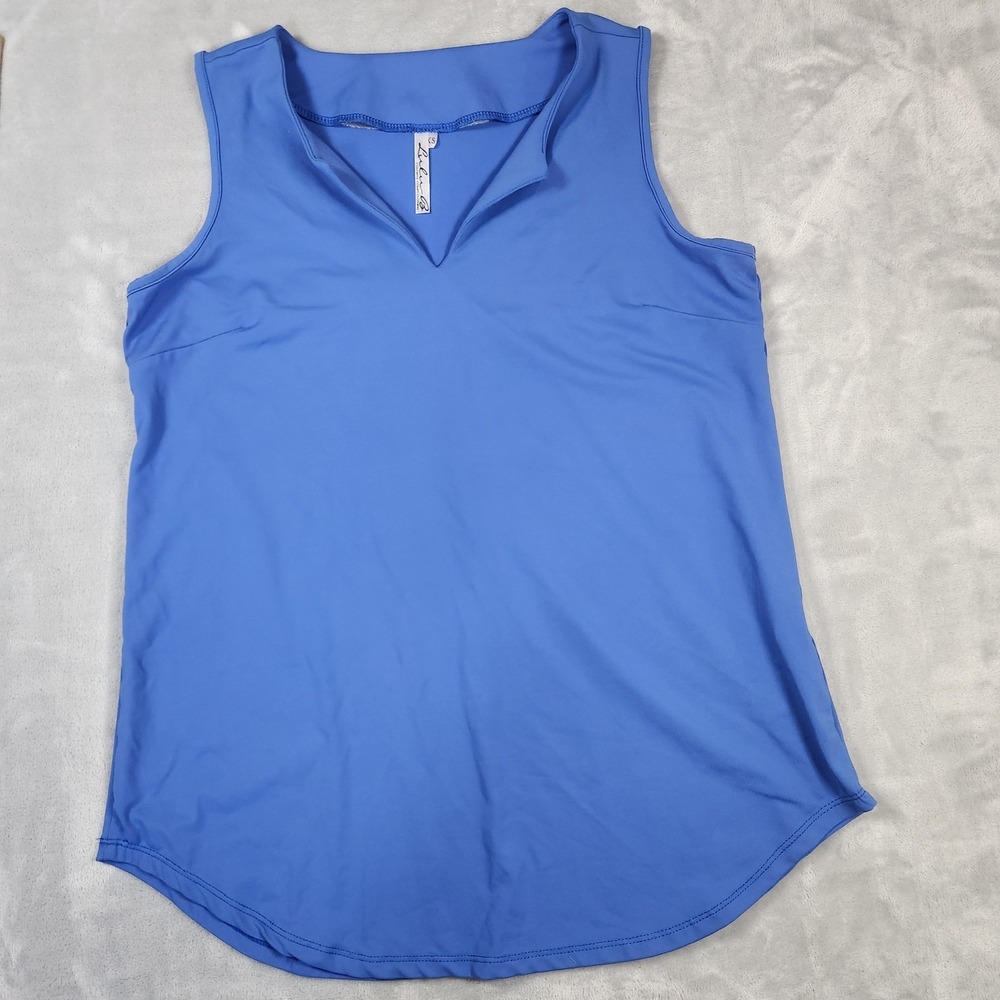 Lulu-B Sleeveless Top XS Blue Stretch Nylon Spandex V-Neck Tank‎ Blouse